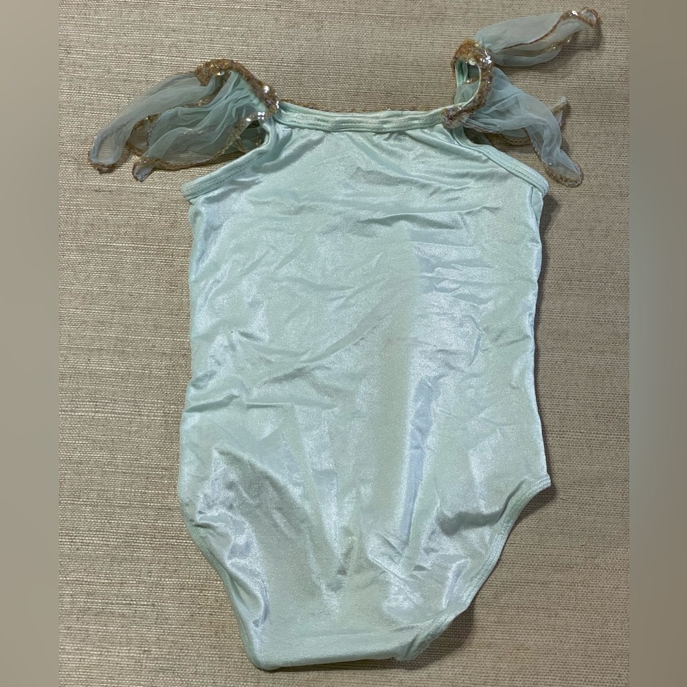 Disney Tinkerbell Bodysuit in Light Green and Gold sequins - Picture 2 of 4